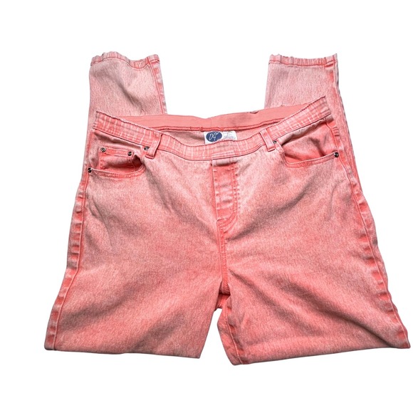 DG2 by Diane Gilman Denim - DG2 by Diane Gilman Jeans WOMEN L Pink Skinny Acid Wash Stretchy Waist Pull On